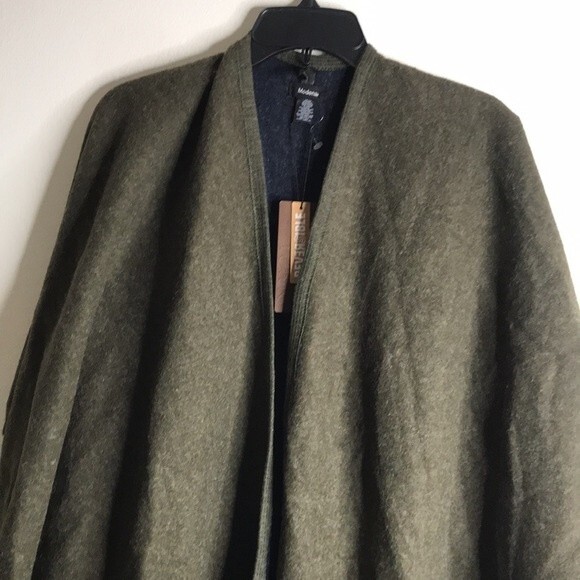 Modena New York reversible army green and deep blue poncho throw cardigan ladies - Picture 2 of 12